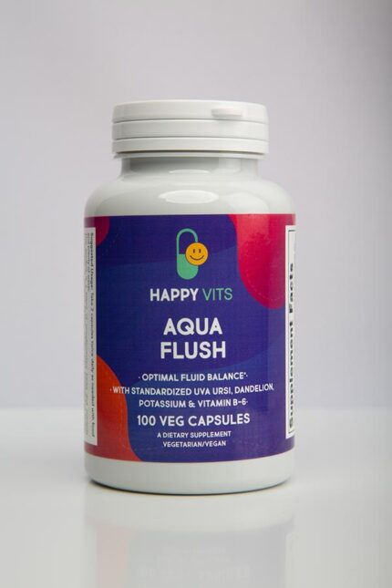 AQUA FLUSH With Standardized UvaUrsi, Dandelion, Potassium and Vitamin B-6, 100 Veg Capsules